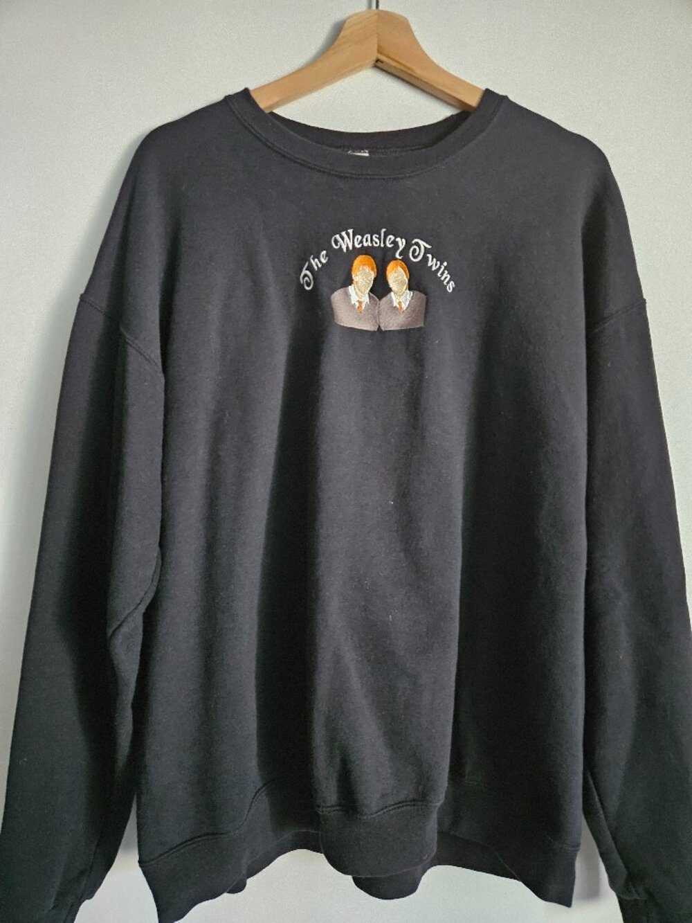 🖤 Jerzees Black Crewneck Sweatshirt – “The Wesley Twins” Graphic